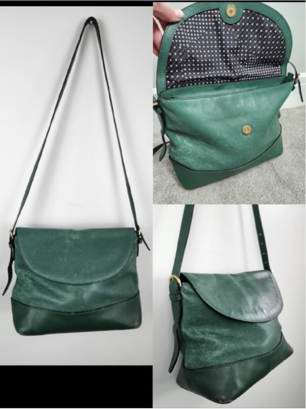 Kate Spade Saturday Green Leather Saturday Shoulder Bag Cross Body Purse Classic